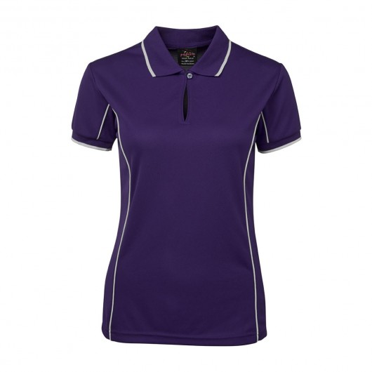 Purple White Ladies Piping Polo Shirts